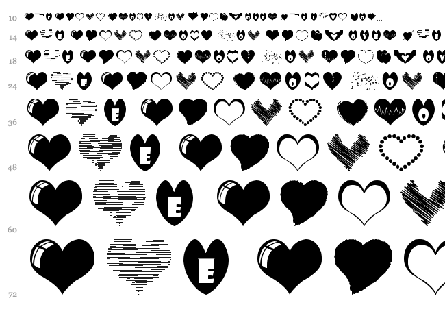 Sexy Love Hearts font waterfall